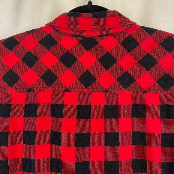 Buffalo Plaid Fleece Shacket Lined Shirt Jacket Red Black BC Clothing Women’s M - Picture 10 of 14
